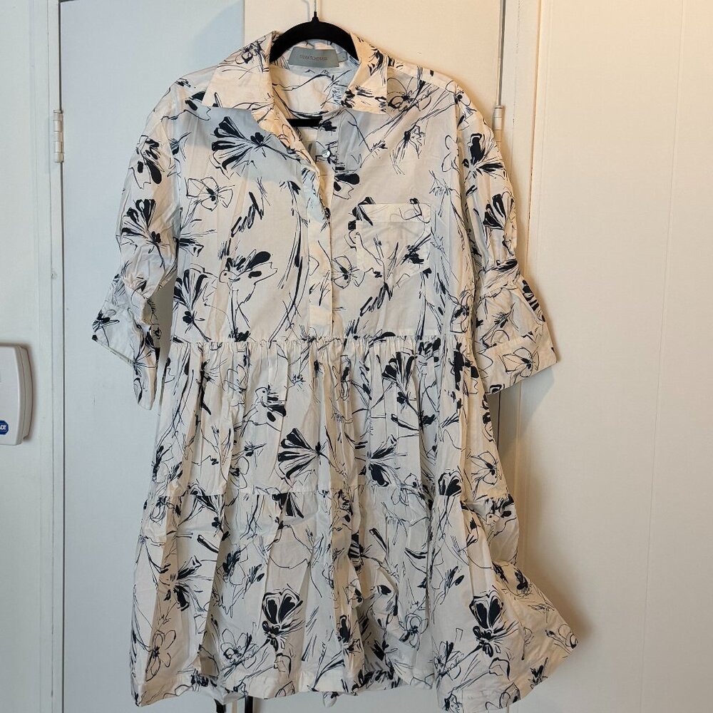 Silvia Tcherassi Floral Tiered Shirt Dress | L